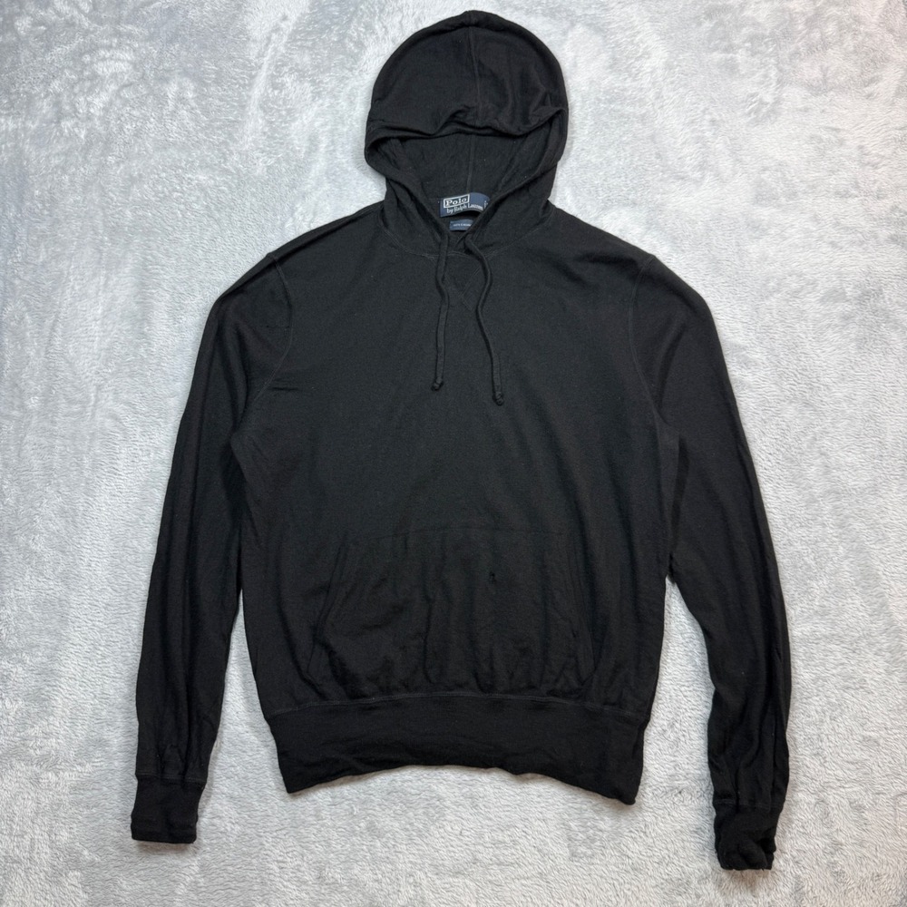 Polo Ralph Lauren Cashmere Hoodie Mens M Black Pullover Sweater